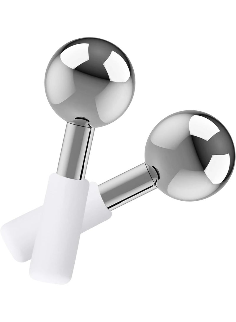 ChicAbode Ice Globes for Your Face, Unbreakable Ice Globes for Facials, 2PCS Steel Cooling Cryo Sticks Ice Balls for Face and Eye,Skin Care Ice Globe Facial Roller, Daily Beauty Tool, Reduce Puffiness (Silver) - Image 1